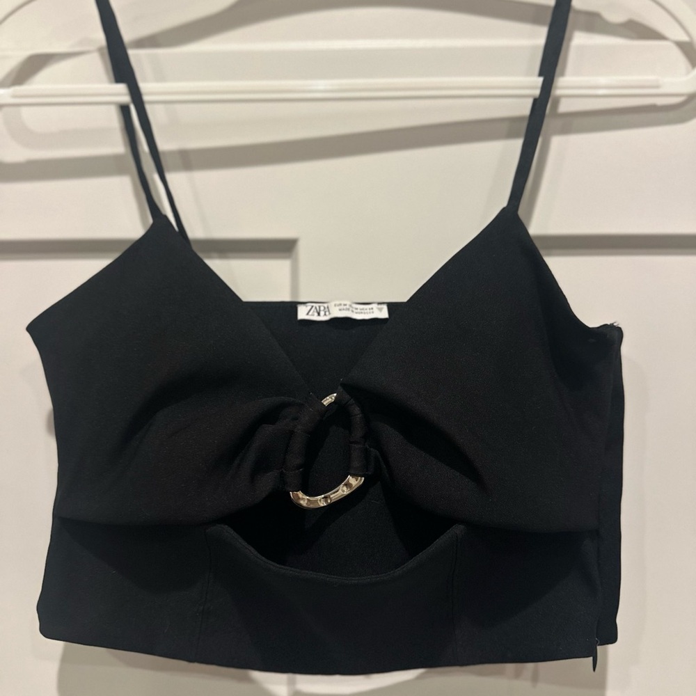 Zara Black Ring Detail Crop Top